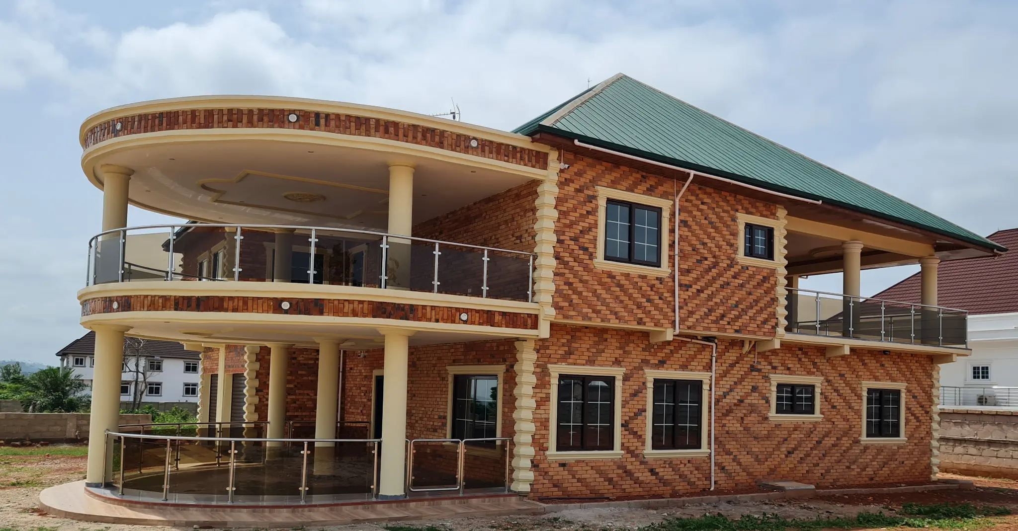 Fired clay brick facade on residential house — Bricmates Ghana project